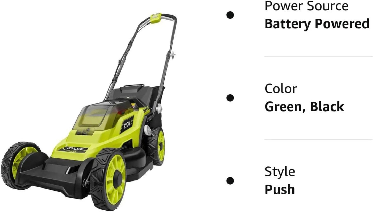 Ryobi 18V 13 in. Battery Push Lawn Mower Cutting Platform Single Point Height Adjustment