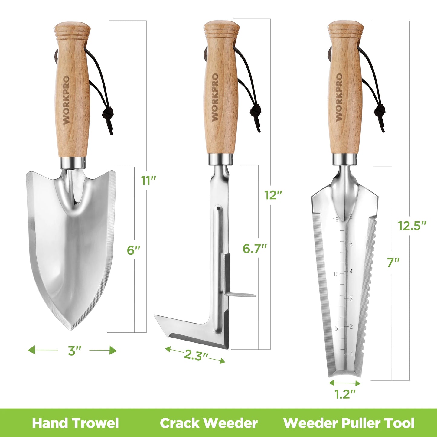 Gardening Tool Set: Weed Puller, Crack Weeder, Hand Trowel