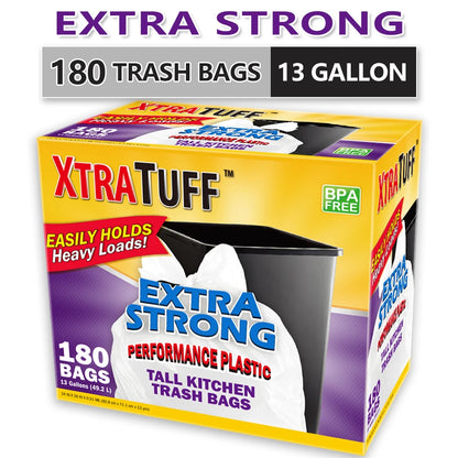 Xtratuff Trash Bags 13 Gallon 180 Count