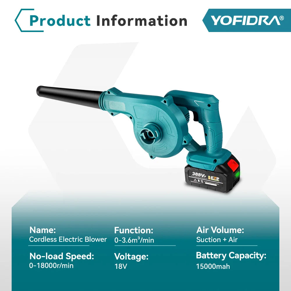 YOFIDRA Electric Leaf blower Power Tool For Makita 18V Battery