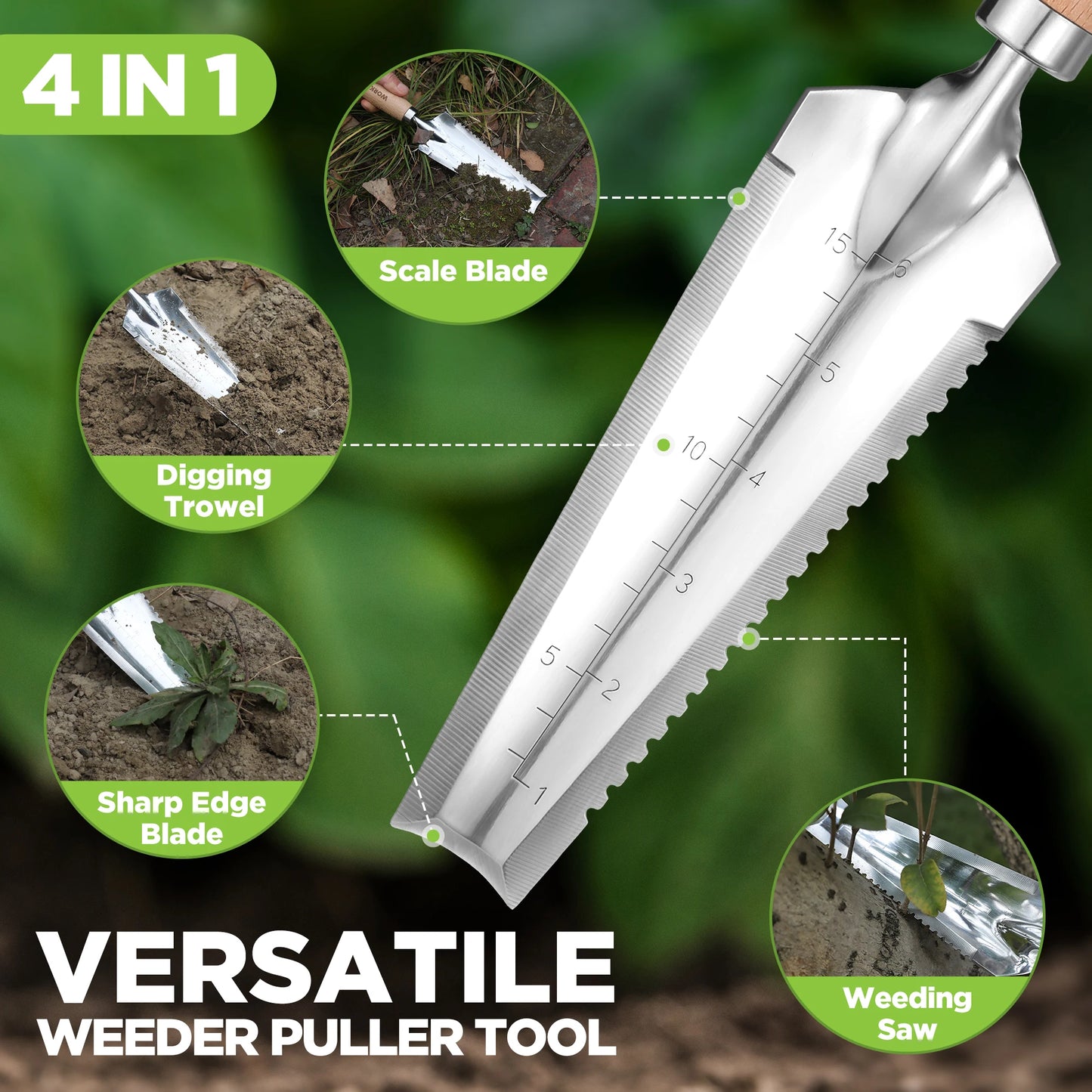 Gardening Tool Set: Weed Puller, Crack Weeder, Hand Trowel