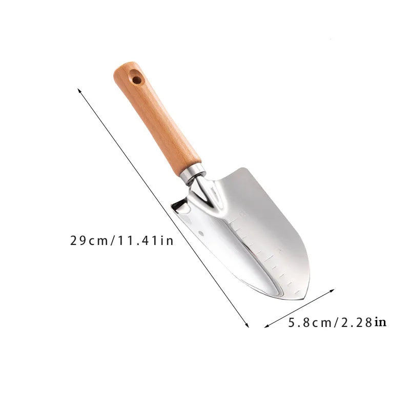 Gardening Kit with Rake Shove stainless steel with Solid Beechwood Handle